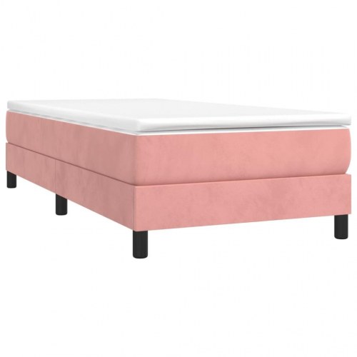 Boxspring sengeramme 100×200 cm i fløjl - lyserød