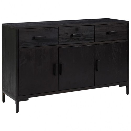 Skænk i massivt fyrretræ - sort, 110 × 35 × 70 cm