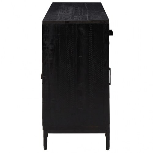 Skænk i massivt fyrretræ - sort, 110 × 35 × 70 cm