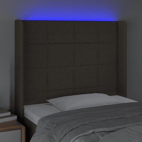 Sengegavl med LED-lys 93 x 16 x 118/128 cm - gråbrun