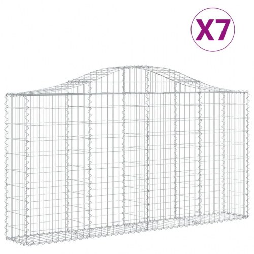 Buede gabionkurve 7 stk. - 200×30×100/120 cm i galvaniseret jern