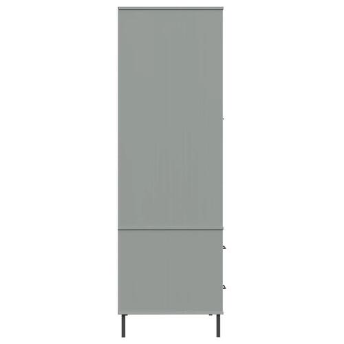 Klædeskab med metalben OSLO 90x55x172,5 cm massivt træ grå