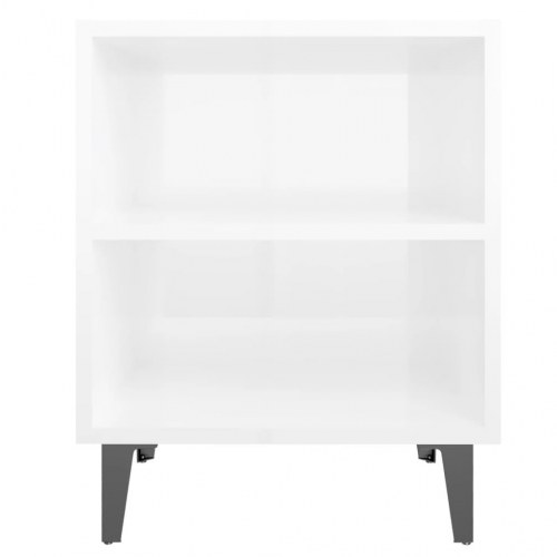 Sengeborde 2 stk. med metalben 40 x 30 x 50 cm - hvid højglans