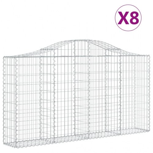 Buede gabionkurve - 8 stk. 200×30×100/120 cm i galvaniseret jern