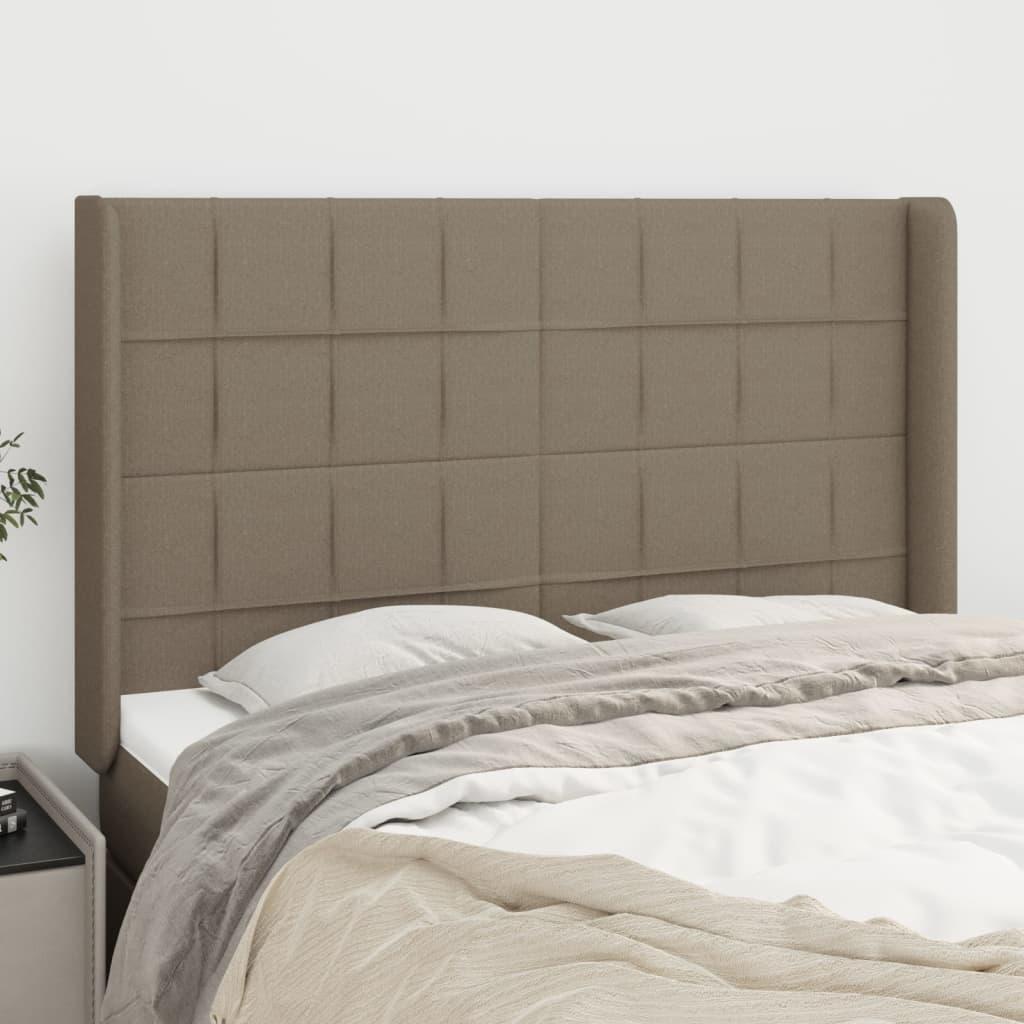 Sengegavl Med Kanter 83X16X78/128 Cm Stof - Gråbrun / 147 x 16 x 118/128 cm