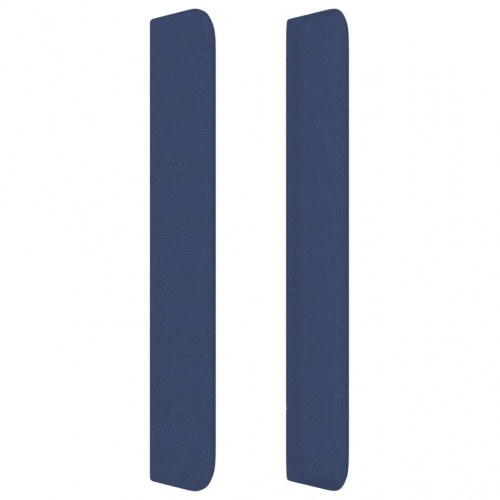 Sengegavl med kanter 147x16x118/128 cm stof blå