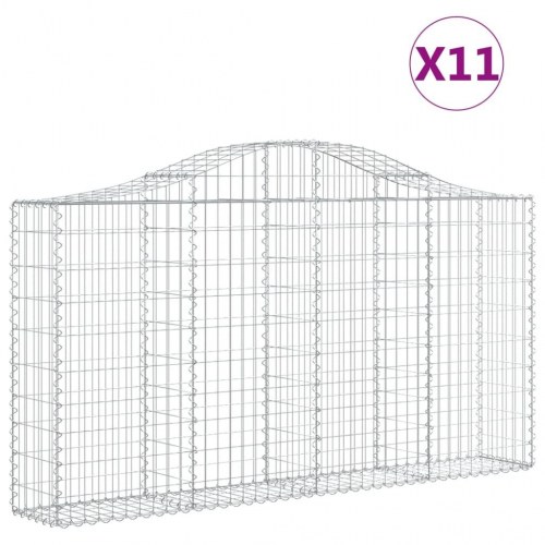 Buede gabionkurve - 11 stk., 200×30×100/120 cm, galvaniseret jern