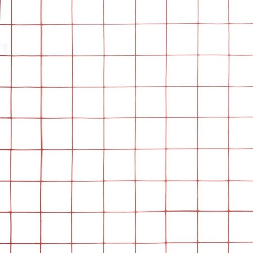 Hønsenet i stål med PVC-belægning - 25 × 1,5 m, rød