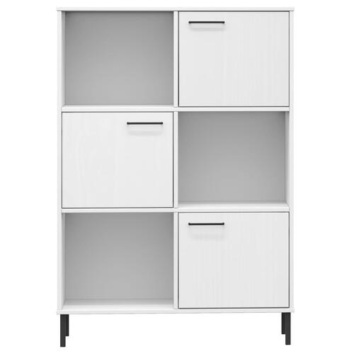 Bogskab med metalben OSLO 90x35x128,5 cm massivt træ hvid