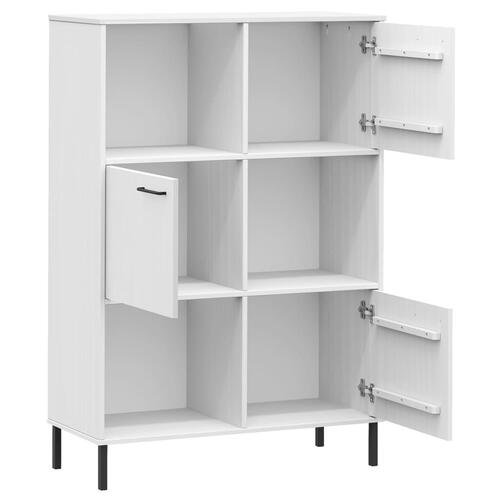 Bogskab med metalben OSLO 90x35x128,5 cm massivt træ hvid