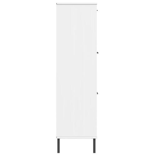 Bogskab med metalben OSLO 90x35x128,5 cm massivt træ hvid
