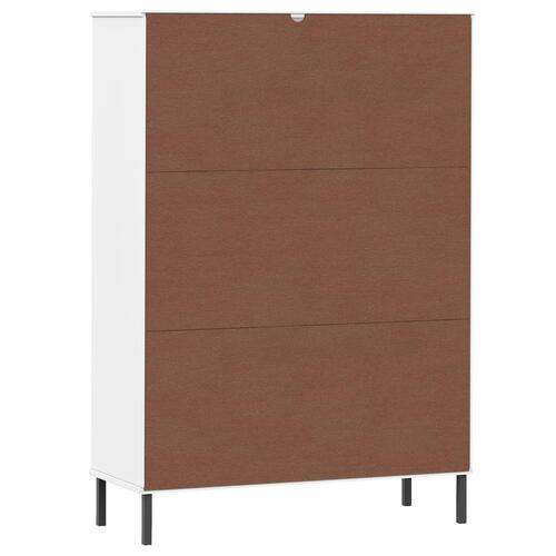 Bogskab med metalben OSLO 90x35x128,5 cm massivt træ hvid
