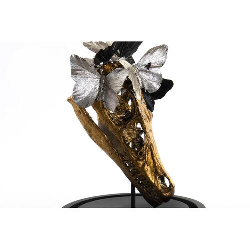Dekorativ figur Sort Gylden Sommerfugle 17 x 17 x 26 cm