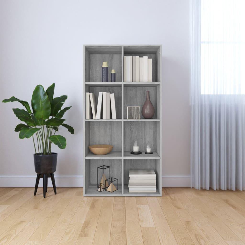 Bogreol/skænk 66x30x130 cm konstrueret træ grå sonoma-eg