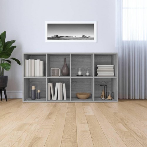 Bogreol/skænk 66 × 30 × 130 cm - konstrueret træ, grå sonoma-eg
