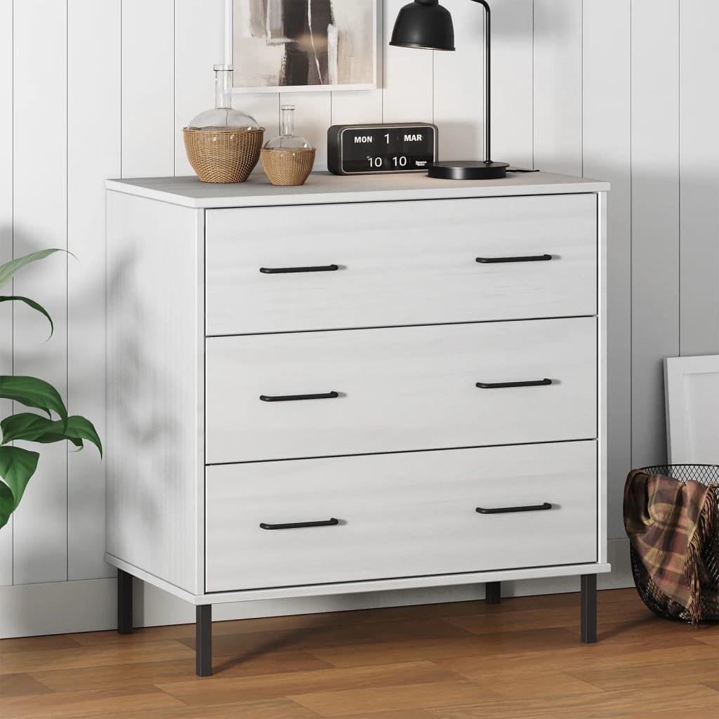Skænk med 3 skuffer OSLO 77x40x79,5 cm massivt træ hvid