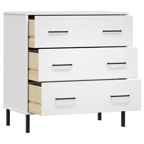 Skænk med 3 skuffer OSLO 77x40x79,5 cm massivt træ hvid