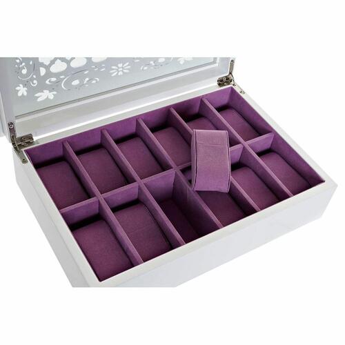Smykkeskrin Ure 29 x 20 x 9,5 cm Krystal Syren Hvid Træ MDF