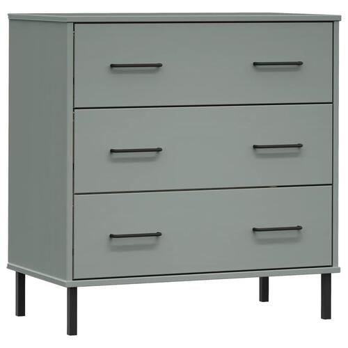 Skænk med 3 skuffer OSLO 77x40x79,5 cm massivt træ grå