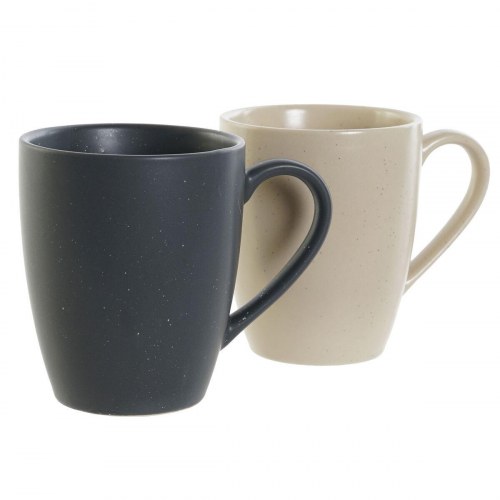 Krus-sæt, beige/mørkegrå stentøj, 300 ml (4 stk)