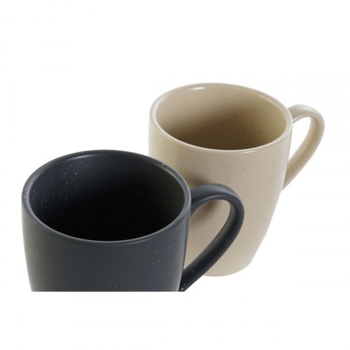 Krus-sæt, beige/mørkegrå stentøj, 300 ml (4 stk)