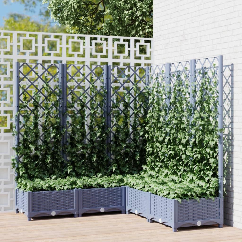 Plantekasse med espalier 120x120x121,5 cm PP mørkegrå