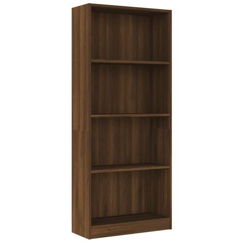 Bogreol m. 4 hylder 60x24x142 cm konstrueret træ brun egetræ