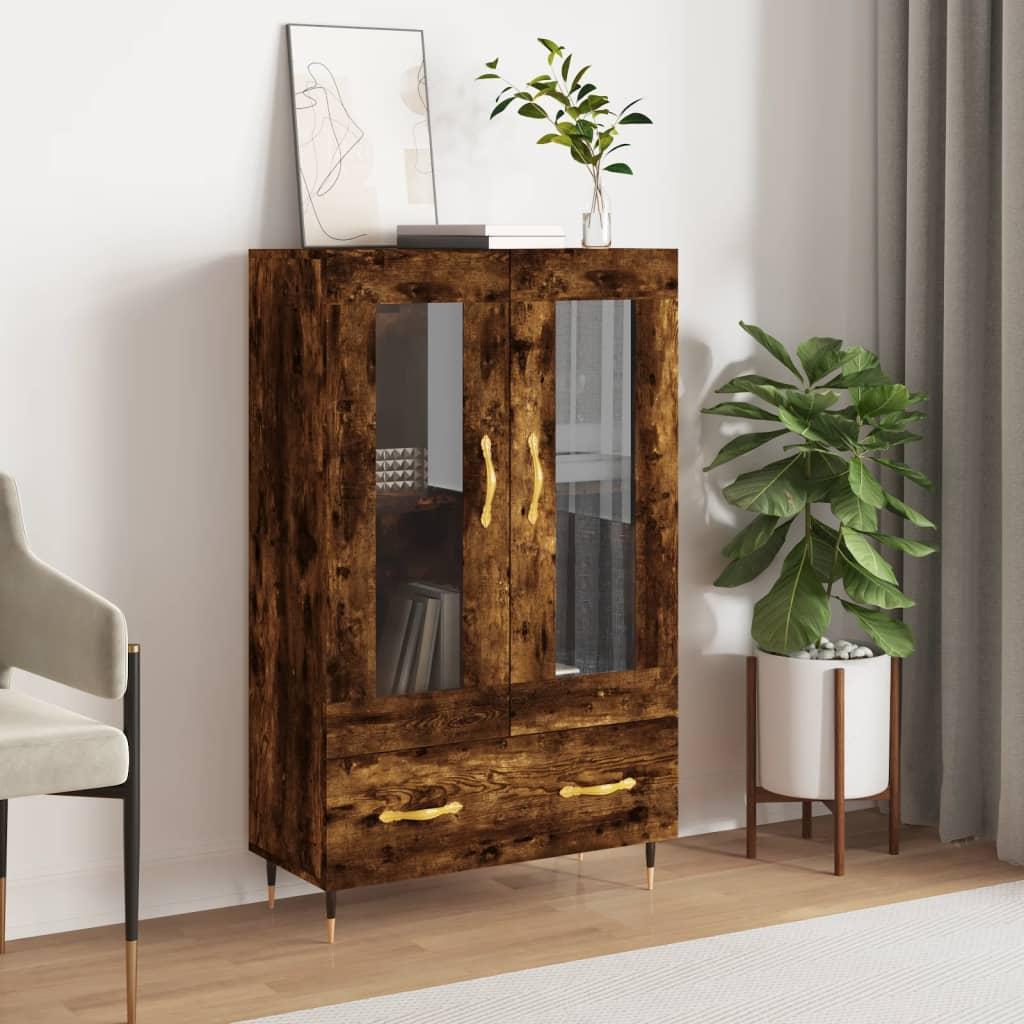 Skænk med glaslåger 69,5×31×115 cm - røget sonoma-eg