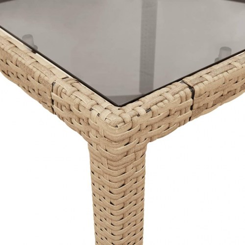 Spisebordssæt til haven - 9 dele i beige polyrattan med glasbord og hynder