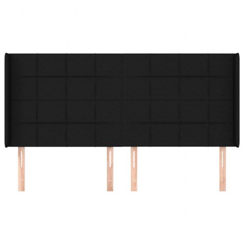 Sengegavl med kanter 163 x 16 x 118/128 cm stof - sort