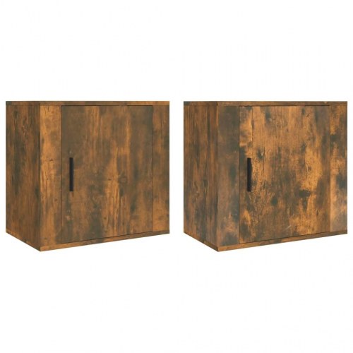 Væghængte sengeborde - 2 stk. 50×30×47 cm, røget egetræsfarve