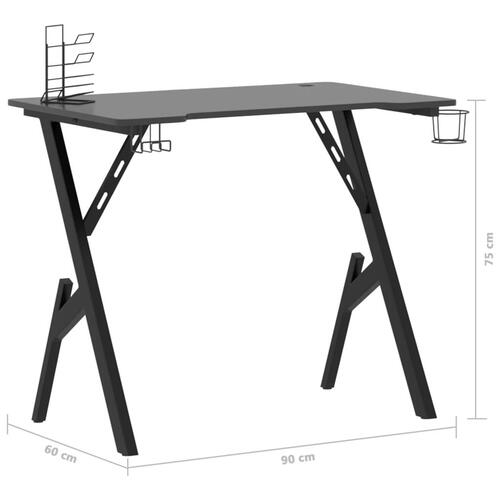 Gamerbord med Y-formede ben 90x60x75 cm sort