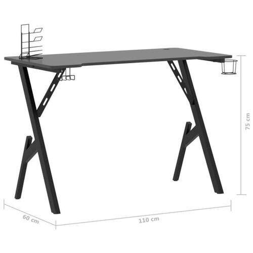 Gamerbord med Y-formede ben 110x60x75 cm sort