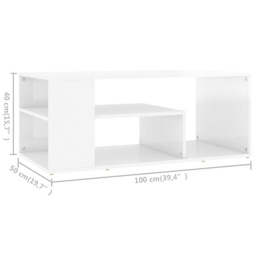 Sofabord 100x50x40 cm spånplade hvid højglans