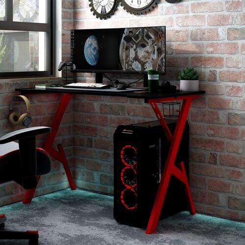 Gamerbord med Y-formede ben 110x60x75 cm sort og rød