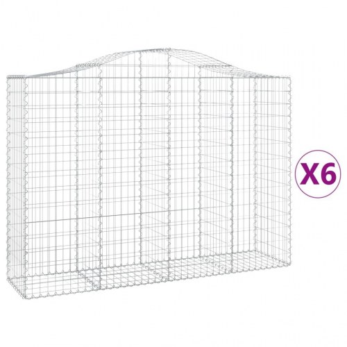 Buede gabionkurve - 6 stk. 200×50×140/160 cm i galvaniseret jern