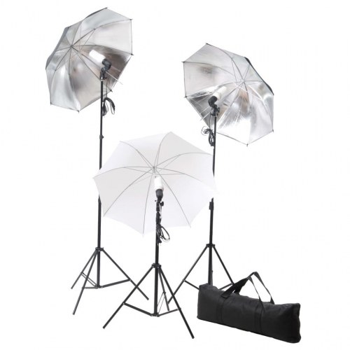 Fotostudiesæt med 5 baggrunde og 3 lamper