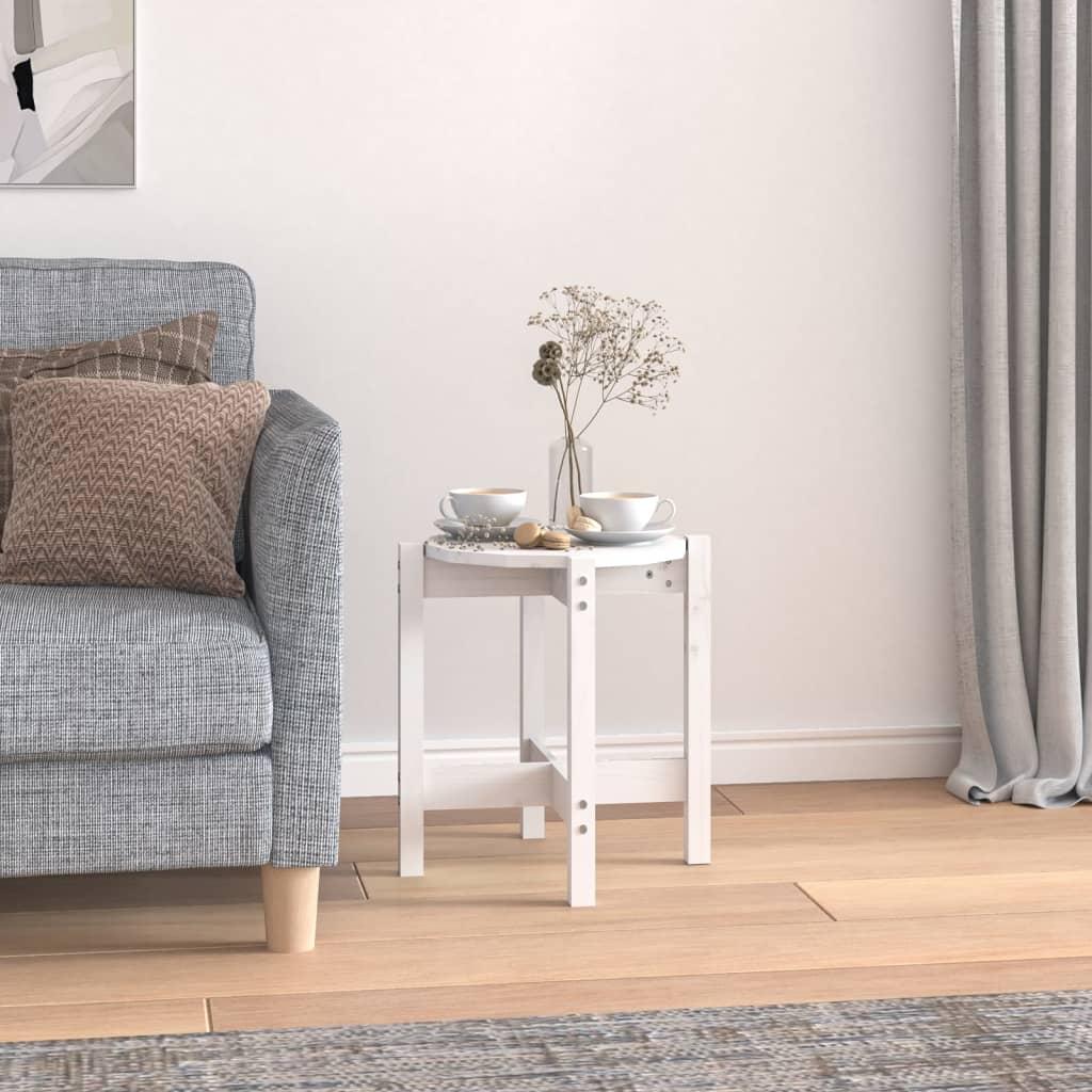 Sofabord Ø 42 5x45 Cm Massivt Fyrretræ Hvid