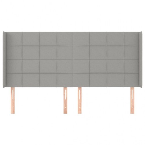 Sengegavl med kanter i stof 183 x 16 x 118/128 cm - lysegrå