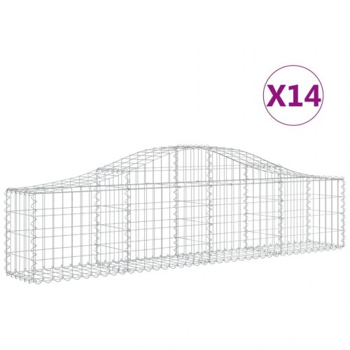 Buede gabionkurve 14 stk. 200x30x40/60 cm galvaniseret jern