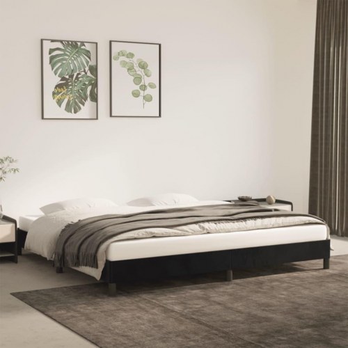 Sengeramme uden madras Sort 200x200 cm Fløjl