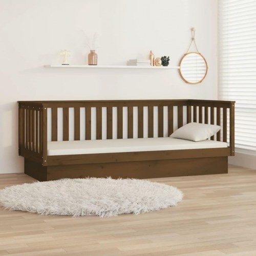 Daybed 80×200 cm i massivt fyrretræ - gyldenbrun