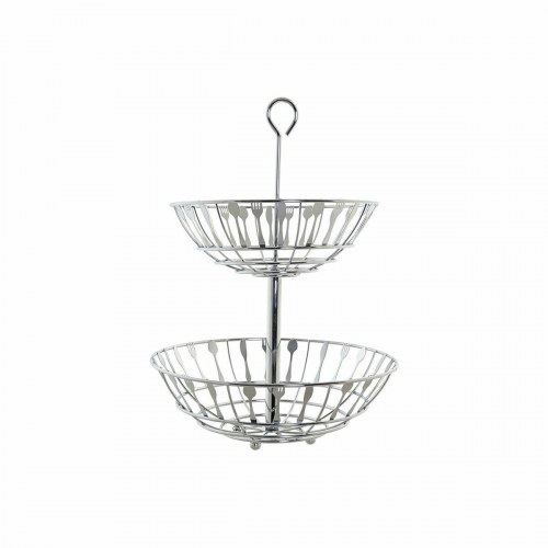 Frugtskål i sølv - 2-lags metal/plast, 28 x 28 x 40 cm