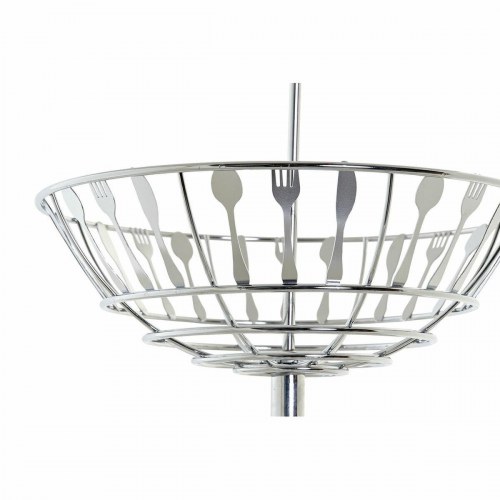 Frugtskål i sølv - 2-lags metal/plast, 28 x 28 x 40 cm
