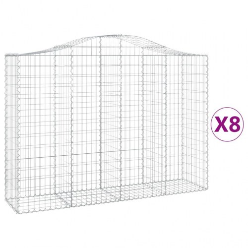 Buede gabionkurve - 8 stk. 200 × 50 × 140/160 cm i galvaniseret jern