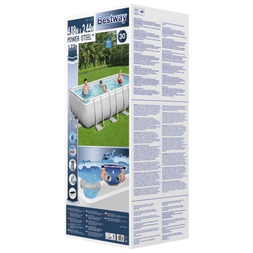 Bestway Power Steel swimmingpool 488 x 244 x 122 cm rektangulær