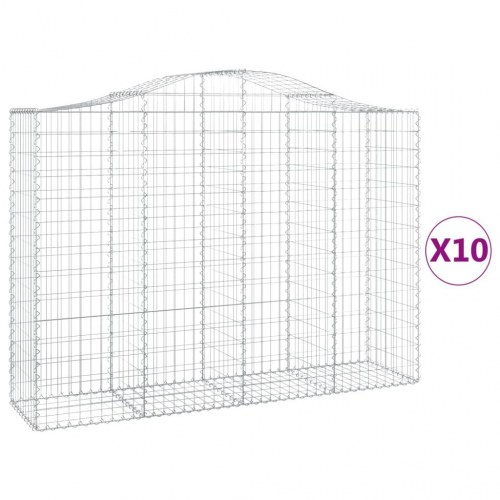Buede gabionkurve - 10 stk. 200×50×140/160 cm i galvaniseret jern