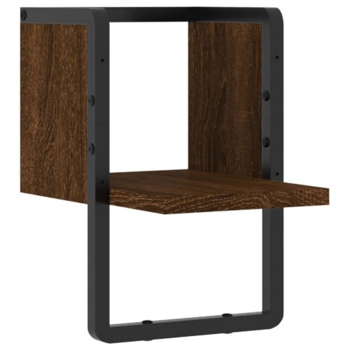 Væghylde med stang 20x25x30 cm brun egetræsfarve
