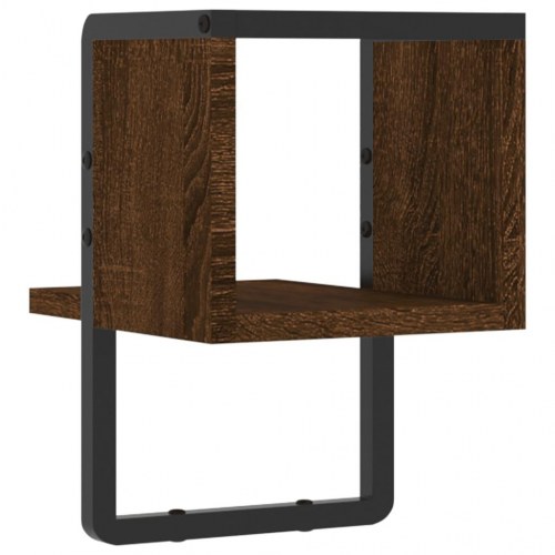 Væghylde med stang 20x25x30 cm brun egetræsfarve