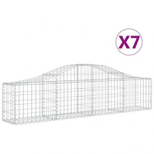 Buede gabionkurve - sæt med 7 stk., 200 × 30 × 40/60 cm, galvaniseret jern
